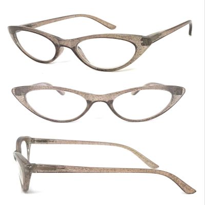1 Pair Woman Cat Eye Glitter Frame Full Lens Reading Glasses Spring Temple (Brown, 2.00)