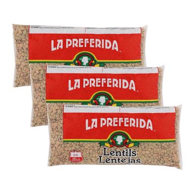 La Preferida Dry Lentils (Budget-Friendly Plant-Based Protein with 14 Servings Per Bag)  8g Protein & 9g Fiber. Great for Soups, Salads & Vegan Recipes, 1lb bag (Pack of 3)