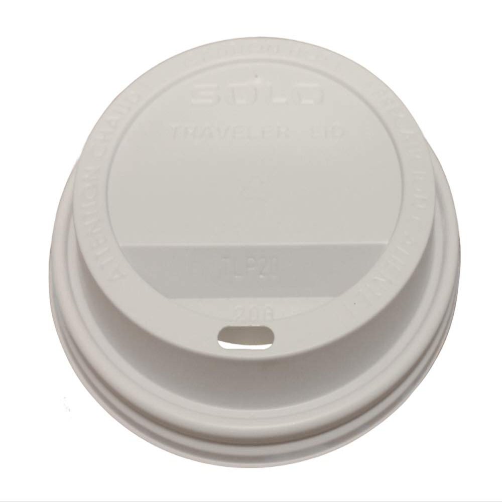 SOLO Cup White Traveler Drink-Thru Lids for Solo Duo Shield Hot Cups 20oz and 24oz, TLP20, 100 Pack (100, 4")