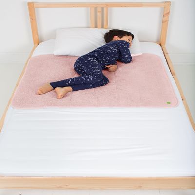 PeapodMats Bedwetting & Incontinence Waterproof Bed Mat - Reusable Underpad. Secure Placement & Breathable. Washable. Enviro Friendly 3x3 (Peach/Pink) Mattress Protector & Pee Pad for Kids & Adults