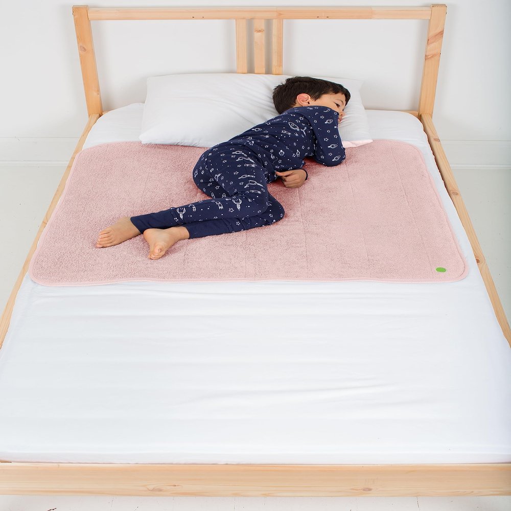 PeapodMats Bedwetting & Incontinence Waterproof Bed Mat - Reusable Underpad. Secure Placement & Breathable. Washable. Enviro Friendly 3x3 (Peach/Pink) Mattress Protector & Pee Pad for Kids & Adults