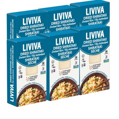 LIVIVA Dried Shirataki Low Carb Plant-Based Gluten Free Pasta  Konjac Noodles - Taste & Cook like Regular Spaghetti & Rice  Diabetic-Friendly, Low Calories, Vegan, Halal, Kosher, Non-GMO, Plant-Based (6 Pack, Rice)