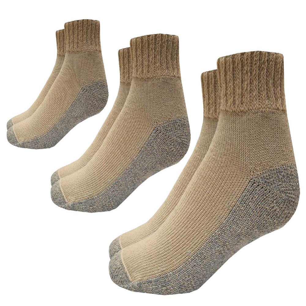 Foot Comfort Diabetic Care Unisex Quarter Socks 3 Pairs (Khaki, X-Large)