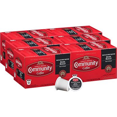 Community Coffee Signature Blend Dark Roast Single Serve K-Cup Compatible Coffee Pods, Box of 12 Pods (Pack of 6)