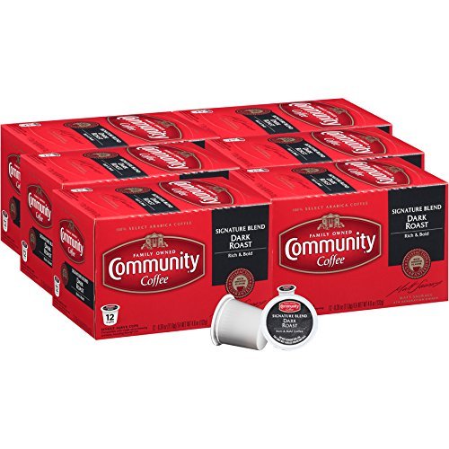 Community Coffee Signature Blend Dark Roast Single Serve K-Cup Compatible Coffee Pods, Box of 12 Pods (Pack of 6)