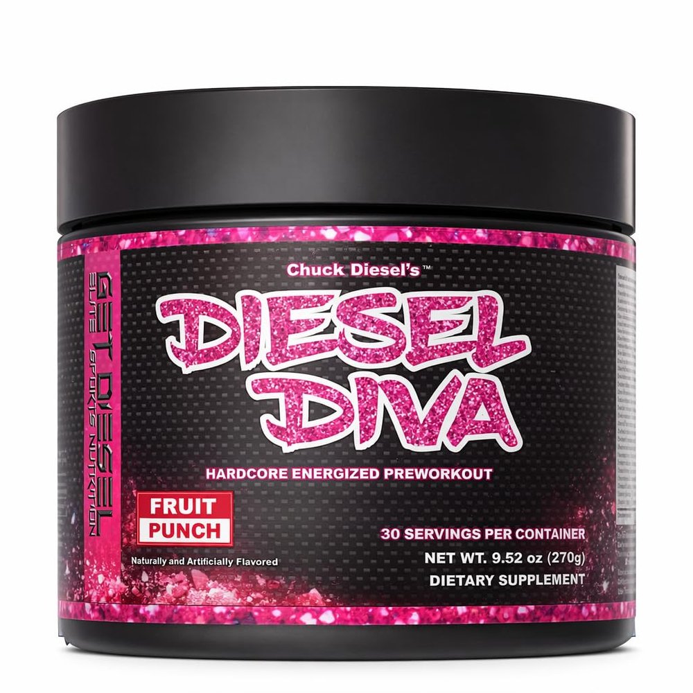 DIESEL DIVA Pre Workout Powder Energizer, Potent Mental Focus, Endurance with Caffeine, Green Tea, Beta Alanine, B-Vitamins, BCAAs (Fruit Punch)