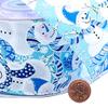 Holiday Wired Christmas Tree Ribbon - 2 1/2" x 10 Yards, Light Blue Shiny Snowmen, Wreath, Bows, Decorations, Fall, Thanksgiving, Winter, Holiday, Crafts, Gift Wrapping view 2