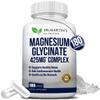 Premium Magnesium Glycinate 425mg - 180 Vegan Capsules - Helps with Stress Relief, Sleep, Muscle Cramps & Healthy Heart | view 1