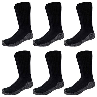 Catawba Sox Foot Comfort 6 Pairs Diabetic Care Crew Unisex Socks (Black, Large)
