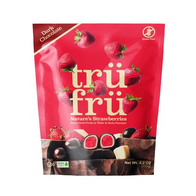 Tru Fru Nature's Strawberries Hyper-Dried Fresh in White & Dark Chocolate, Premium Gourmet Freeze Dried Fruit Snack, 4.2 oz