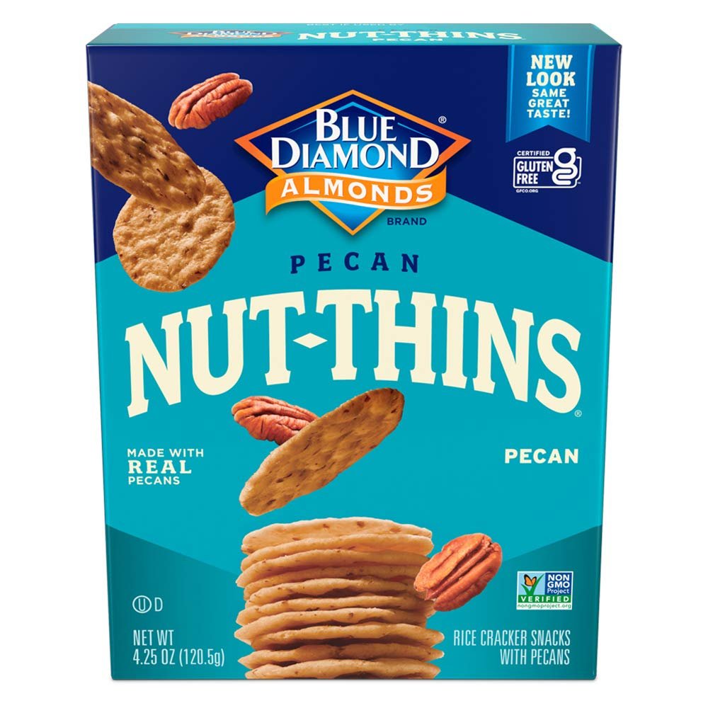 Blue Diamond Almonds, Nut-Thins Gluten Free Cracker Crisps, Pecan, 4.25 Ounce (Pack of 6)