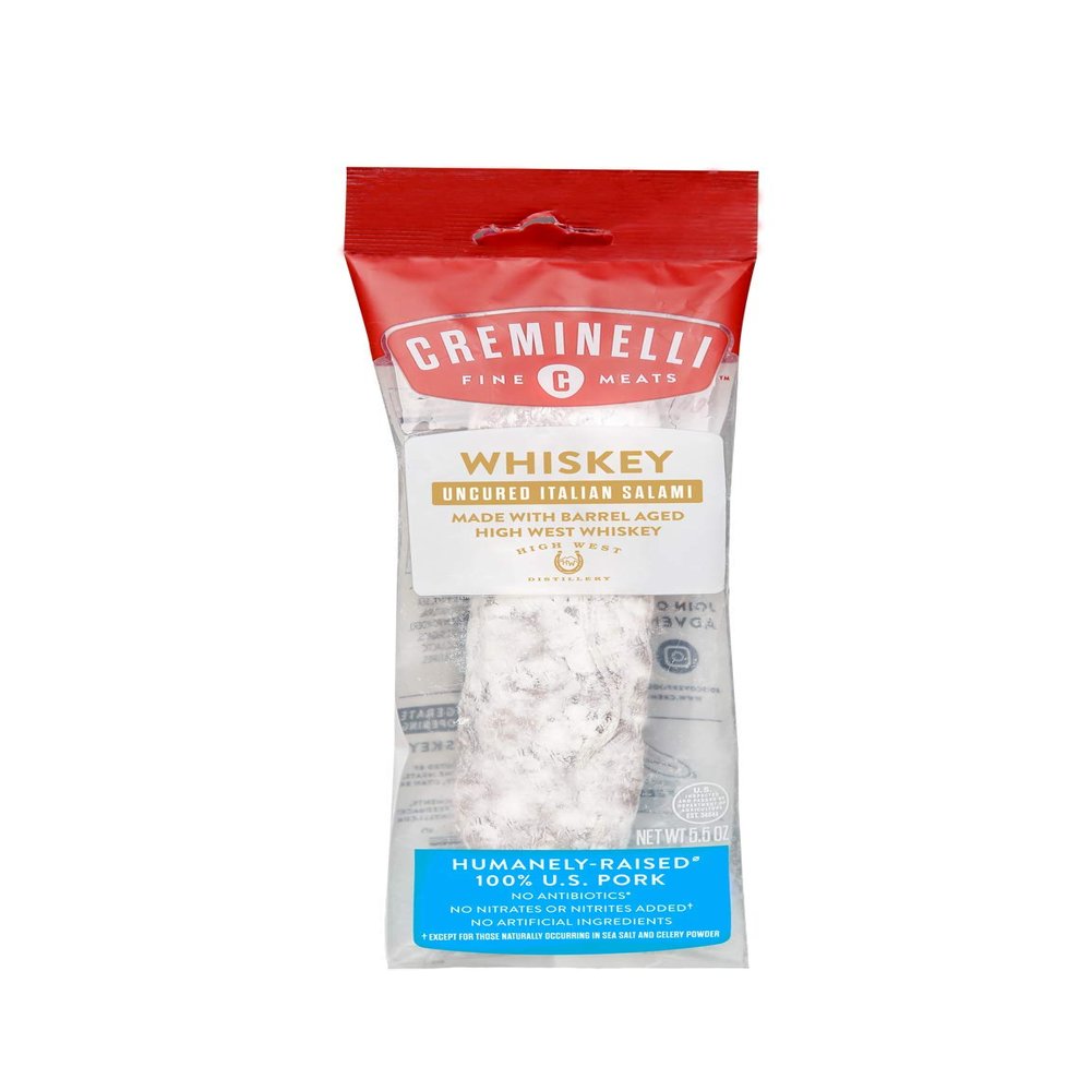 Creminelli Whiskey Salami, Humanely-Raised U.S. Pork, Keto & Paleo Friendly, High Protein - Sugar Free, Gluten Free, No Added Nitrates or Nitrites (Whiskey, 5.5 Ounce (Pack of 1))