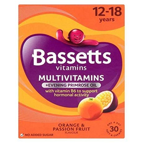 Bassetts Multivitamins Orange & Passionfruit Flavour Soft & Chewies 12-18 Years - 30-6 PK