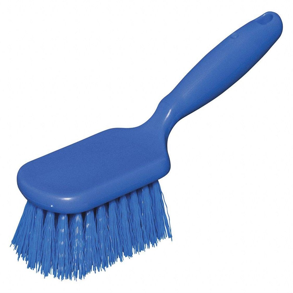 10"L Polypropylene Short Handle Scrub Brush, Blue