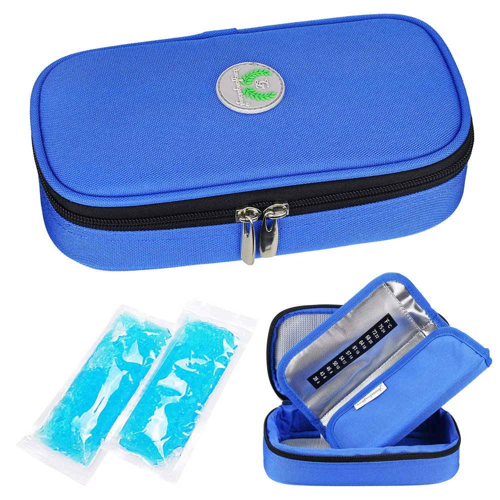 YOUSHARES Insulin Cooler Travel Case - Medication Diabetic Insulated Organizer Portable Cooling Bag for Insulin Pen and Diabetic Supplies with 2 Cooler Ice Pack