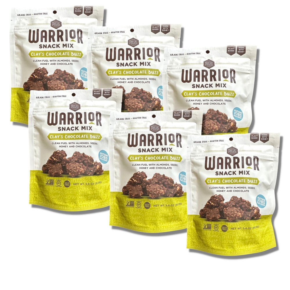 BeeFree Warrior Mix Granola | Gluten Free, Grain Free, Paleo, Clay's Chocolate Buzz, 3 Ounce Bag, 6 case