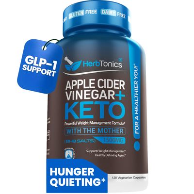 Herbtonics Apple Cider Vinegar + Keto BHB GLP-1 Support, 120 Capsules