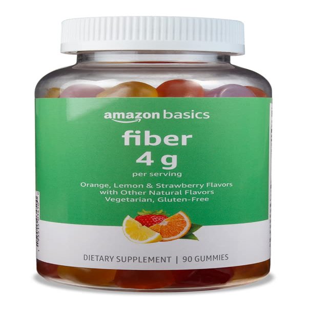 Amazon Basics Soft Fiber Gummies for Digestive Health and Regularity, Orange, Lemon & Strawberry Flavors, 90 Count, Pack of 1 (Previously Solimo)