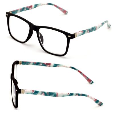 2 Pairs Large Women Floral Fashion Reading Glasses - Stylish Rectangle Reader (Black Marble, 1.50)