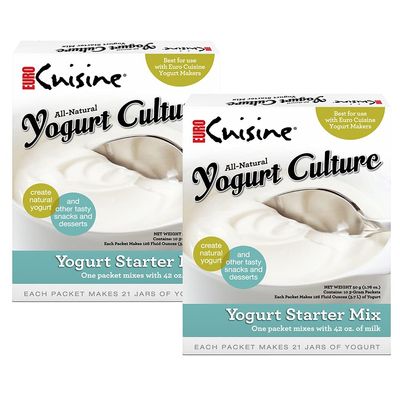 Euro Cuisine RI1020 All Natural Yogurt Culture Starter, for Dairy Free, Whole Milk, Protein Yogurt, Probiotic Yogurt Pouches for Homemade Yogurt 2pack