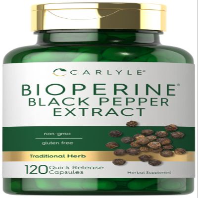 Carlyle Bioperine 10mg | 120 Capsules | Non-GMO & Gluten Free | Sourced from Black Pepper Extract | Supports Curcumin Powder Absorption