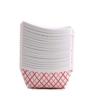 100ct Heavy Duty Disposable Paper Food Tray (1 LB) - Red Check Food Tray, USA MADE, Recyclable, Biodegradable, Compostable, Great for Picnics, Carnivals, Party, Camping, BBQ, Restaurants, Fries