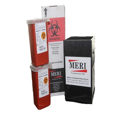 1-Quart Rugged Sharps Disposal Wall Box + Medical Waste Disposal System (Includes Return Postage for Waste + Manifest)