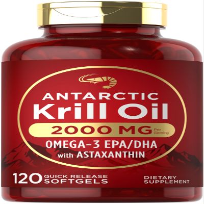 Carlyle Antarctic Krill Oil 2000 mg 120 Softgels | Omega-3 EPA, DHA, with Astaxanthin Supplement Sourced from Red Krill | Maximum Strength | Laboratory Tested
