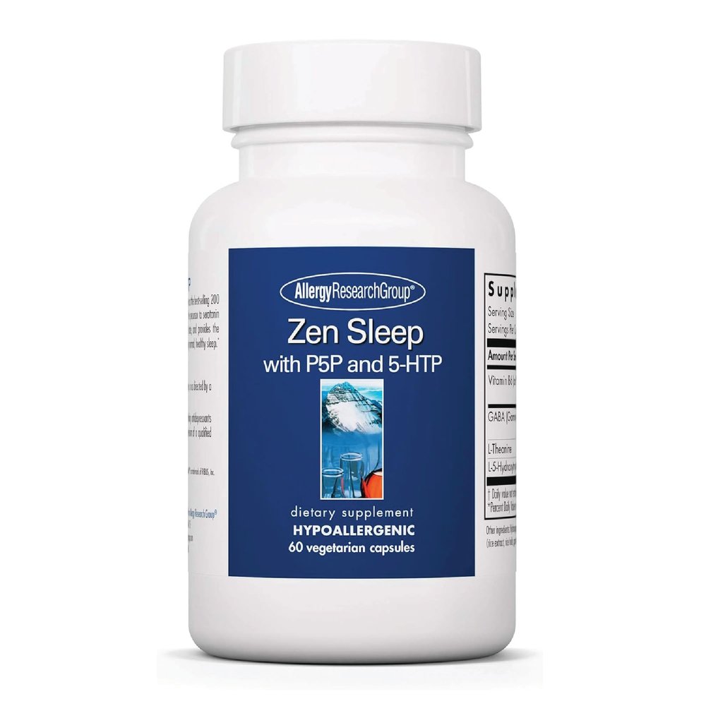 Allergy Research Group ARG Zen Sleep - Supports Relaxation and Natural Sleep Patterns Without Melatonin - L-Theanine GABA and 5-HTP Formula - Vegetarian & Hypoallergenic - 30 Servings - 60 Capsules