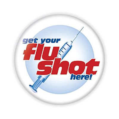 Get Your Flu Shot Here - Flu Shot Buttons- Pack of 50