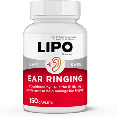 Lipo-Flavonoid Ear Ringing, Doctor-Recommended for Ringing Ears, Clinically Proven Lemon Bioflavonoid Complex with Vitamins C, B1, B2, B6, B12, & Calcium, 150 Caplets