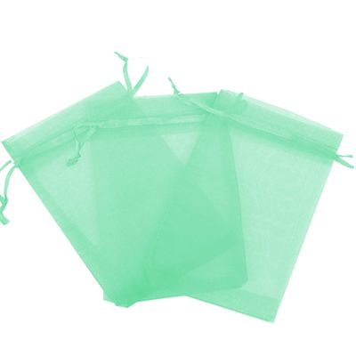 100 Pcs Mint Green 5x7 Sheer Drawstring Organza Bags Jewelry Pouches Wedding Party Favor Gift Bags Gift Bags Candy Bags [Kyezi Design and Craft]
