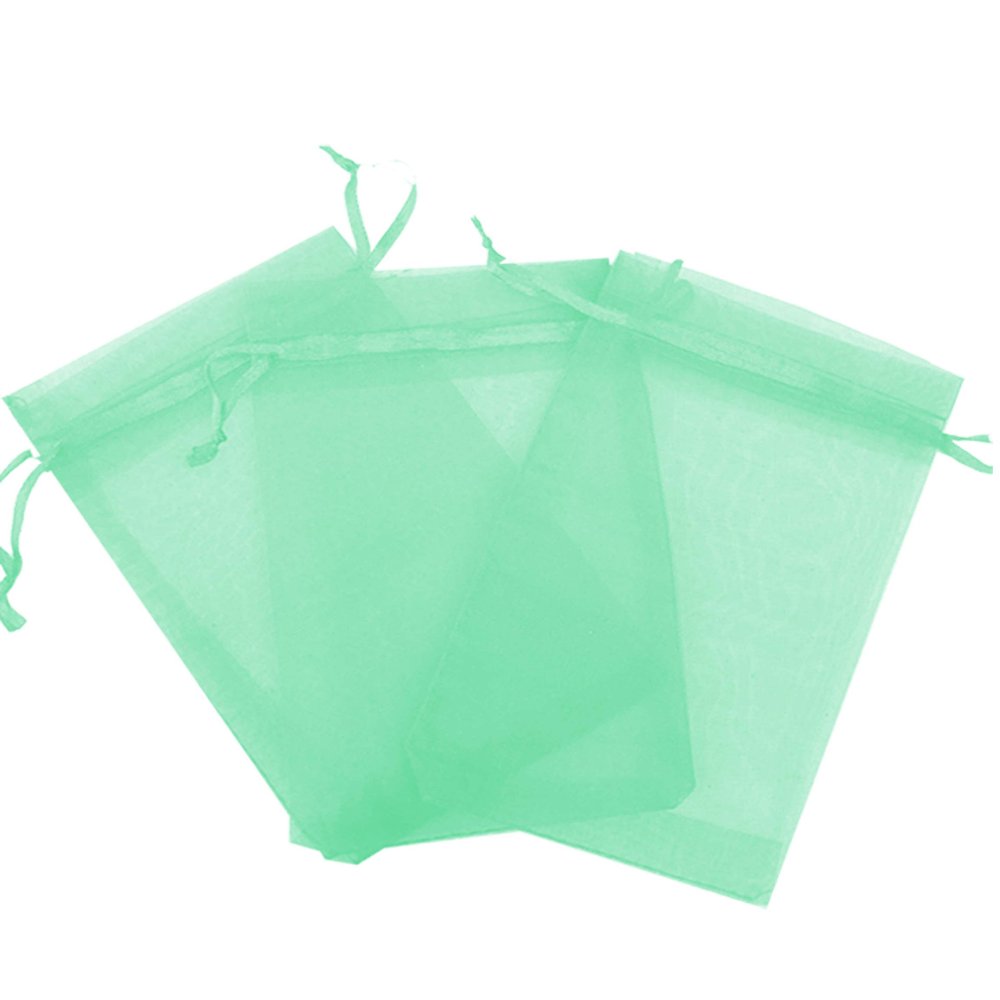100 Pcs Mint Green 5x7 Sheer Drawstring Organza Bags Jewelry Pouches Wedding Party Favor Gift Bags Gift Bags Candy Bags [Kyezi Design and Craft]