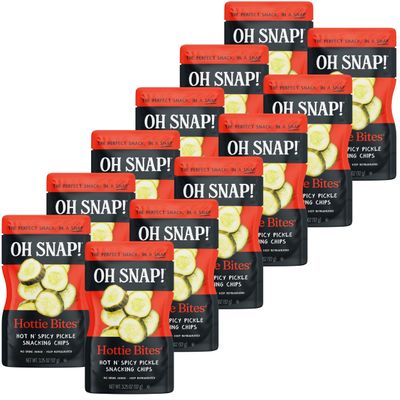 OH SNAP! Hottie Bites (12 Pack) - Hot N' Spicy Pickle Snacking Cuts - Fresh Packed Ready To Eat Spicy Pickle Bites - Gluten-Free, Fat-Free, Made With Non-GMO Veggies - Delicious & Healthy Snack