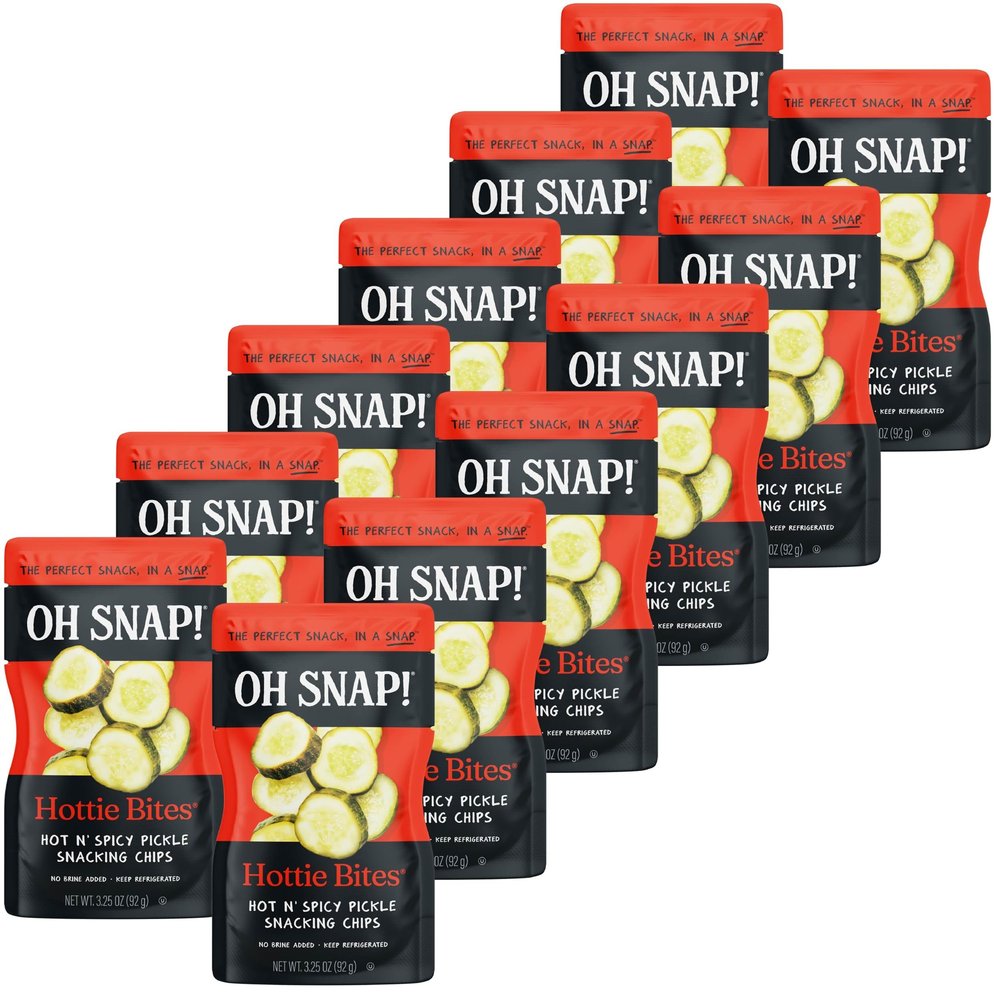 OH SNAP! Hottie Bites (12 Pack) - Hot N' Spicy Pickle Snacking Cuts - Fresh Packed Ready To Eat Spicy Pickle Bites - Gluten-Free, Fat-Free, Made With Non-GMO Veggies - Delicious & Healthy Snack