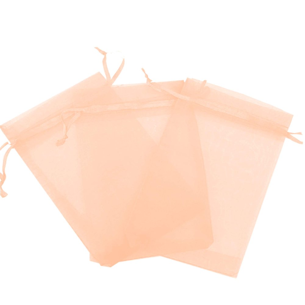 100 Pcs Peach 3x4 Sheer Drawstring Organza Bags Jewelry Pouches Wedding Party Favor Gift Bags Gift Bags Candy Bags [Kyezi Design and Craft]