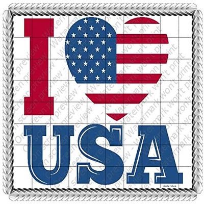 1/2 Sheet - I Love USA 4th of July - D149 - Edible Cake/Cupcake Party Topper