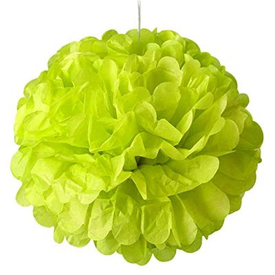 5ea - 12" Lime Tissue Pom Pom Christmas