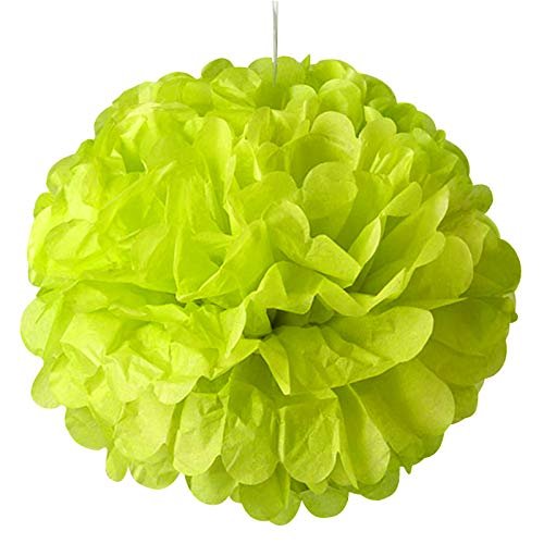 5ea - 12" Lime Tissue Pom Pom Christmas
