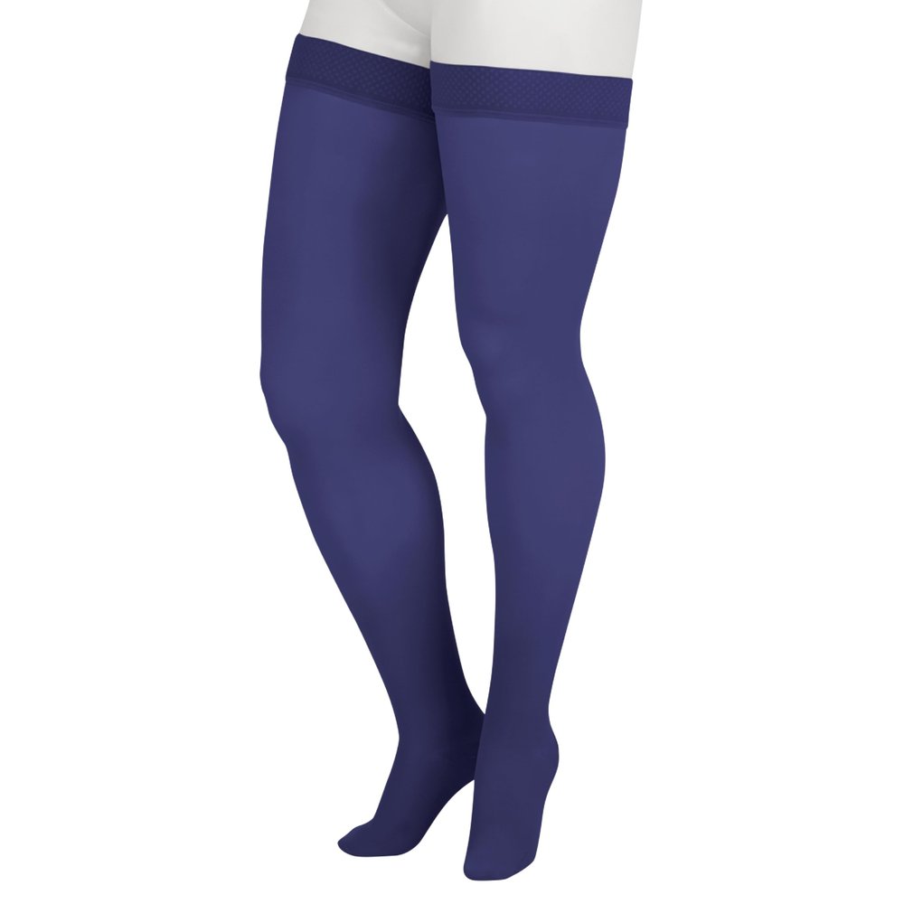 30-40 mmHg, Soft, Thigh, FF, Silicone, Navy