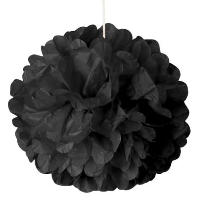 5ea - 20" Black Tissue Pom Pom Christmas