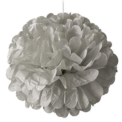 5ea - 16" Silver Tissue Pom Pom Christmas
