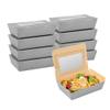 Restaurantware Cafe Vision 42 Ounce Disposable To Go Boxes 200 Paper Boxes For Food - Hinge Lock Grease-Impervious Gray Paper Take Out Food Containers With Window For Lunch Or Desserts view 1