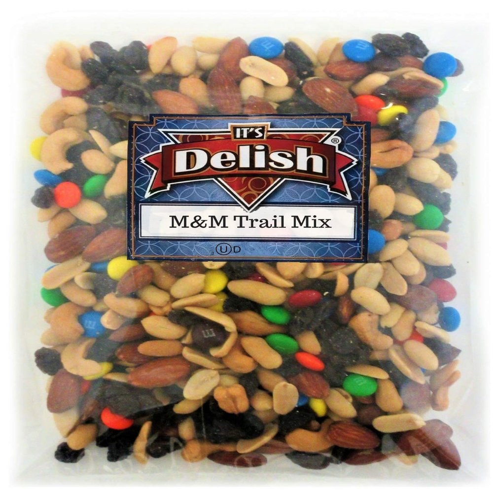Classic Trail Mix with M&M's by Its Delish, 2 lbs Bulk | Gourmet Chocolate M and M Trail Mix with Dried Fruit and Nuts