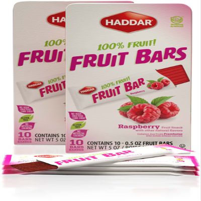 Haddar Raspberry 100% Fruit Bars, 10ct (2 Pack = 20 Bars) Made with Real Fruit | No Corn Syrup | No Artificial Colors or Flavors | Gluten Free | Certified Kosher