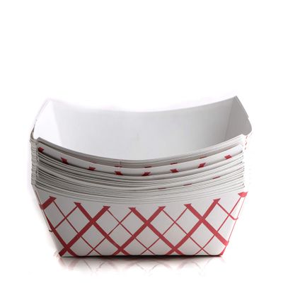 800ct Heavy Duty Disposable Paper Food Tray (3 LB) - Red Check Food Tray, USA MADE, Recyclable, Biodegradable, Compostable, Great for Picnics, Carnivals, Party, Camping, BBQ, Restaurants, Frie