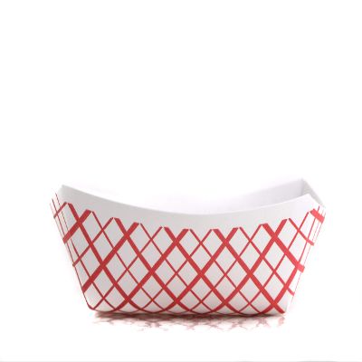 700ct Heavy Duty Disposable Paper Food Tray (5 LB) - Red Check Food Tray, USA MADE, Recyclable, Biodegradable, Compostable, Great for Picnics, Carnivals, Party, Camping, BBQ, Restaurants, Fries