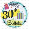 1/2 Sheet - Happy 30th Birthday - D2202 - Edible Cake/Cupcake Party Topper - D2202 view 1