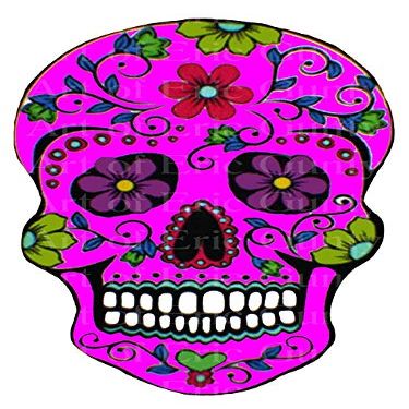 1/2 Sheet - Pink Sugar Skull Halloween Birthday - D22657 - Edible Cake/Cupcake Party Topper - D22657