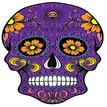 1/4 Sheet - Purple Sugar Skull Halloween Birthday - D22659 - Edible Cake/Cupcake Party Topper - D22659